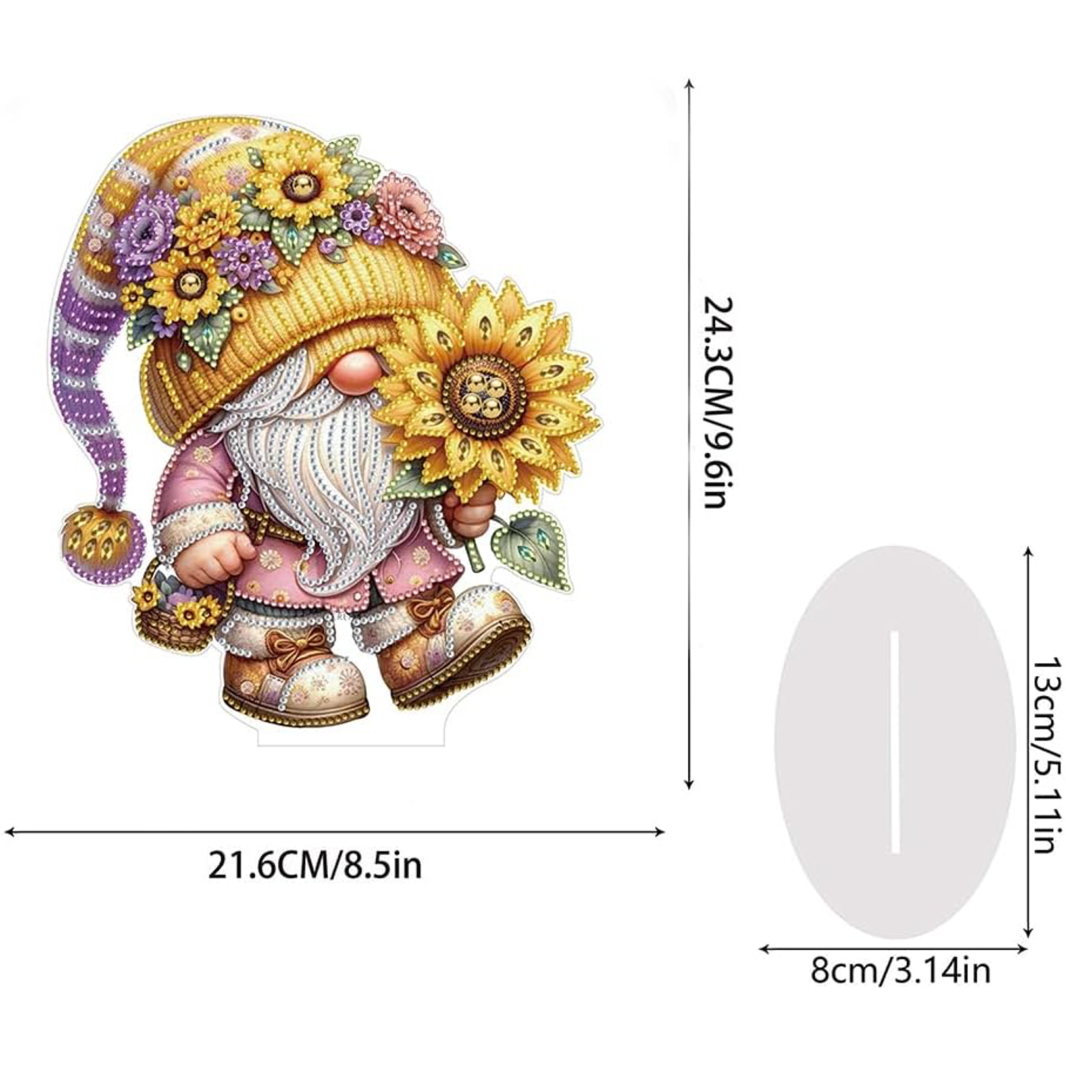 Gnome et Tournesol Radieux – Objet Décoratif sur Pied