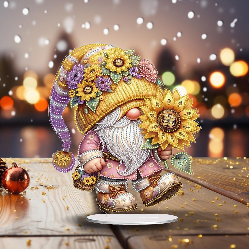 Gnome et Tournesol Radieux – Objet Décoratif sur Pied