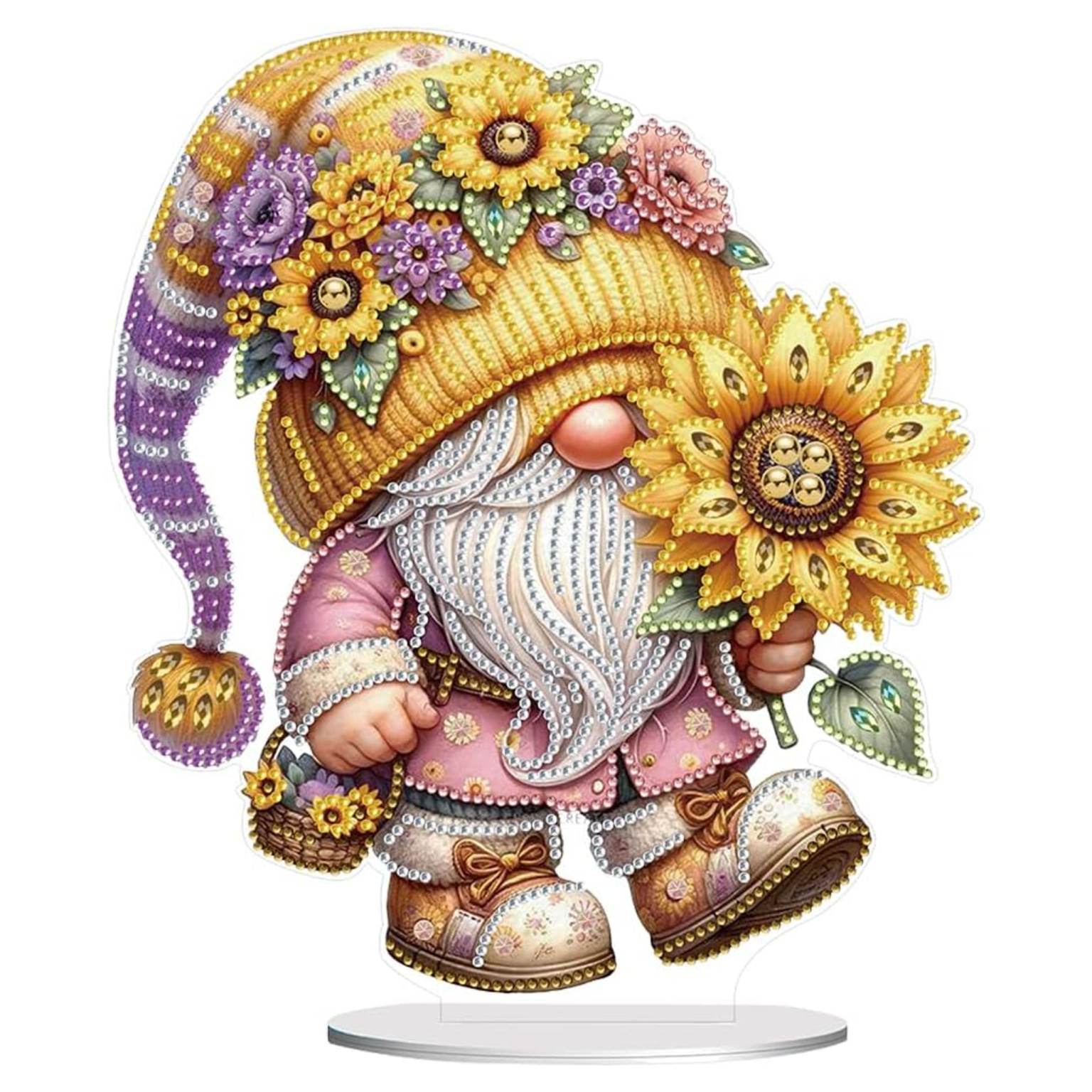 Gnome et Tournesol Radieux – Objet Décoratif sur Pied