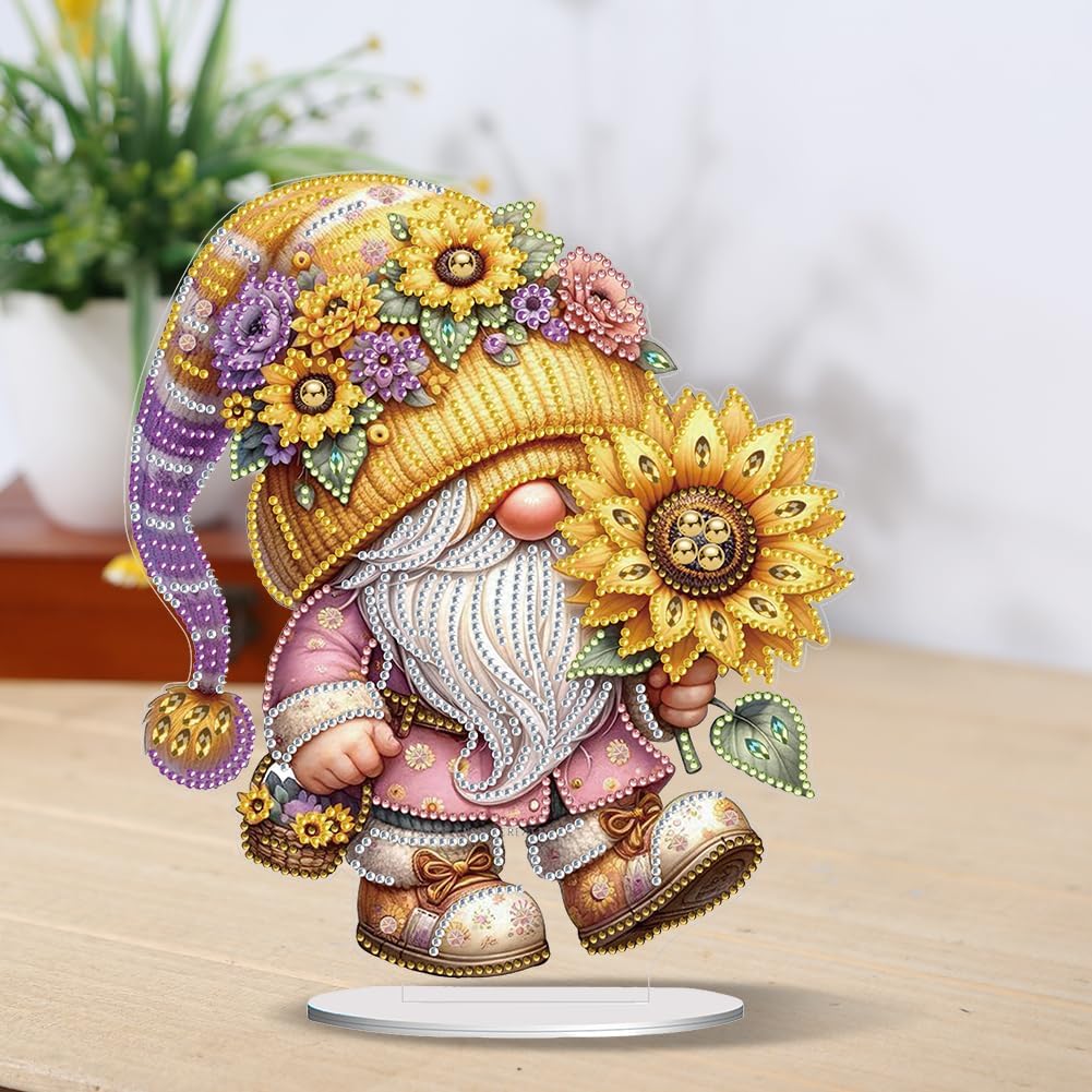 Gnome et Tournesol Radieux – Objet Décoratif sur Pied