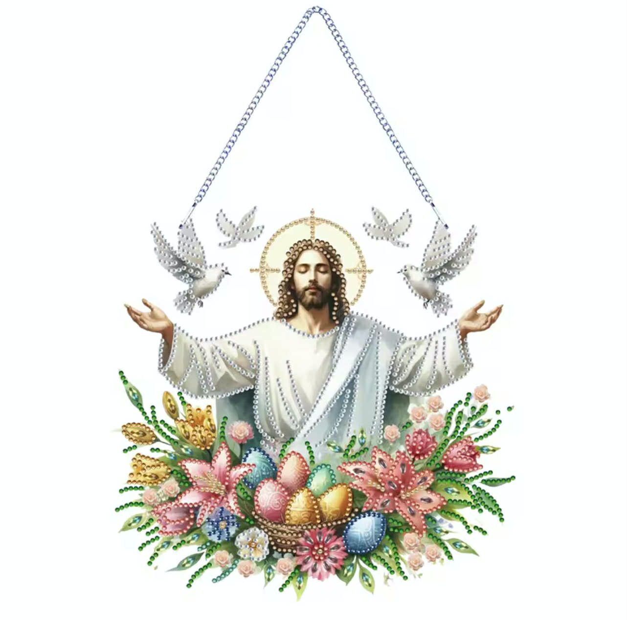 Jésus de Pâques – Suspension en Broderie Diamant