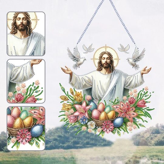 Jésus de Pâques – Suspension en Broderie Diamant
