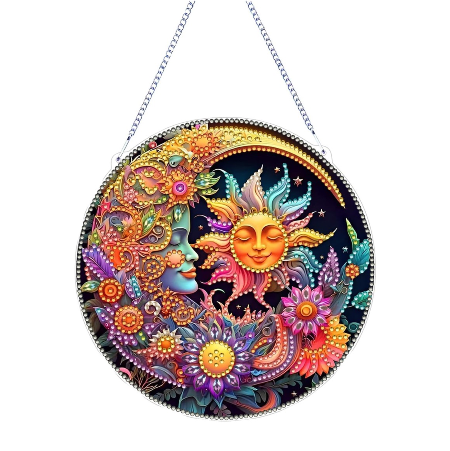 Jour et Nuit en Harmonie – Suspension en Broderie Diamant