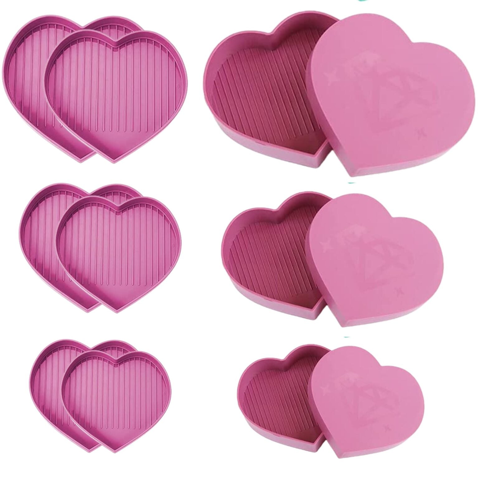 Kit de 6 plateaux en forme de cœur