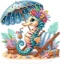 L’hippocampe au parasol – Objet Décoratif sur Pied
