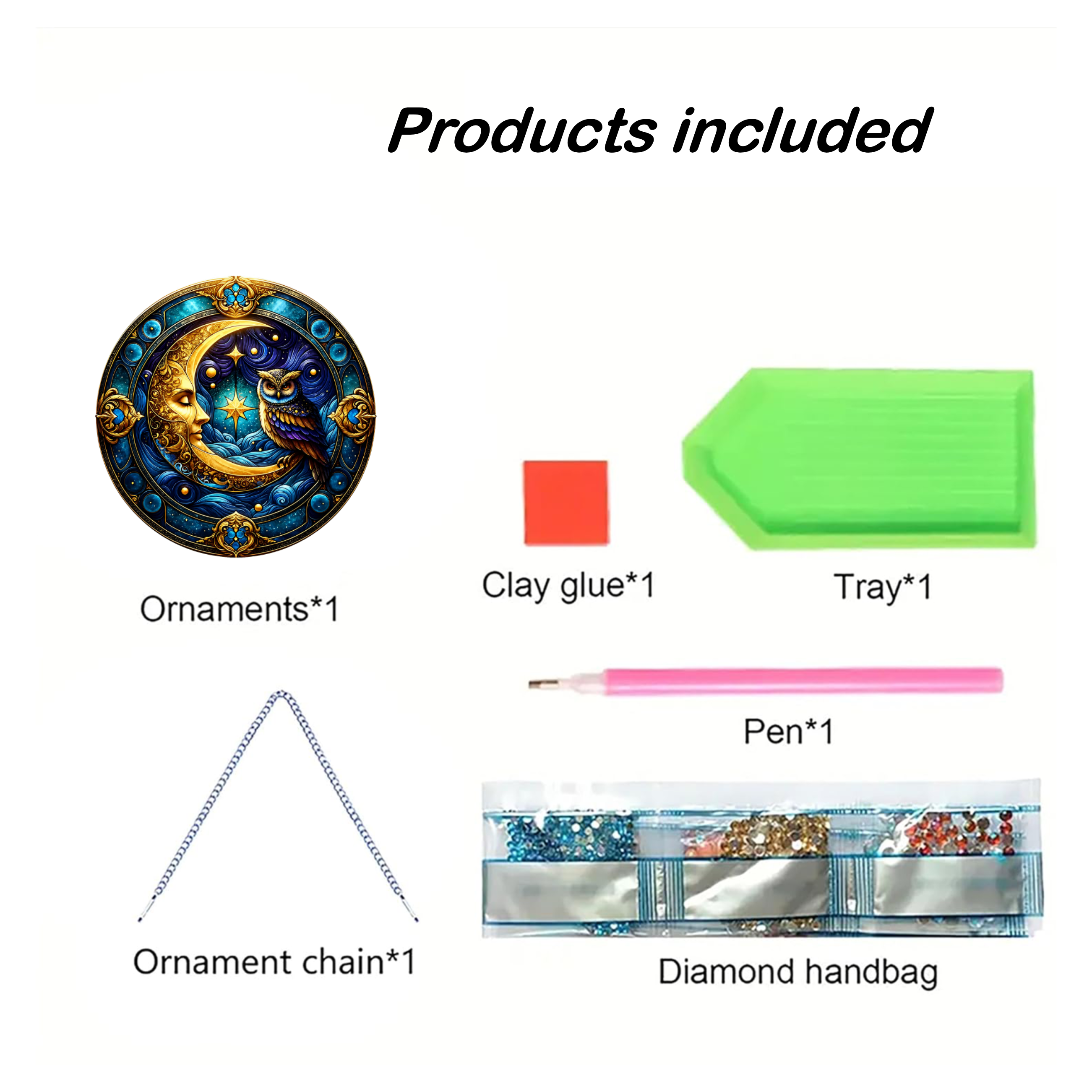 La chouette lunaire – Suspension en Broderie Diamant