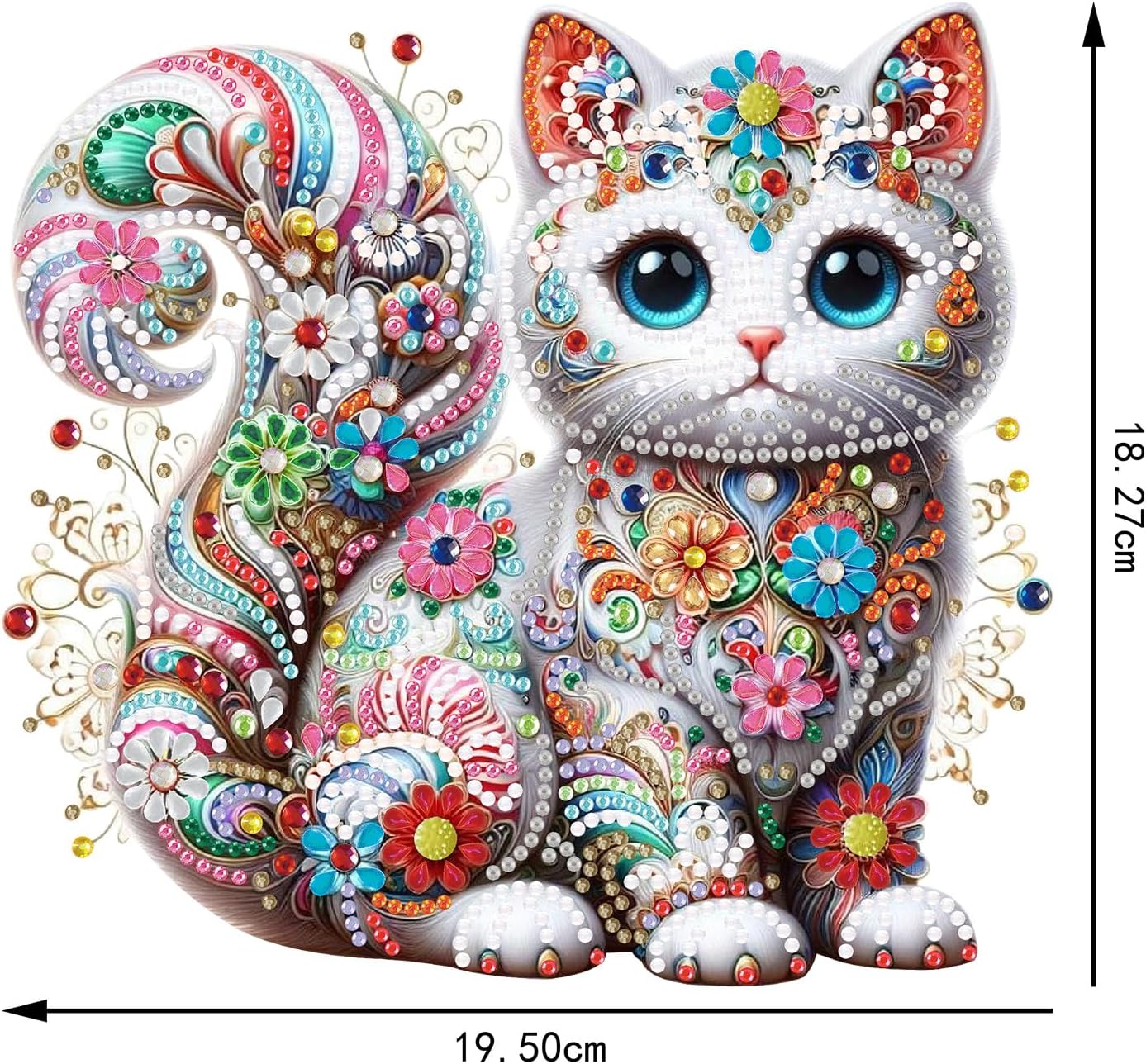 Le chat aux fleurs colorées – Objet Décoratif sur Pied