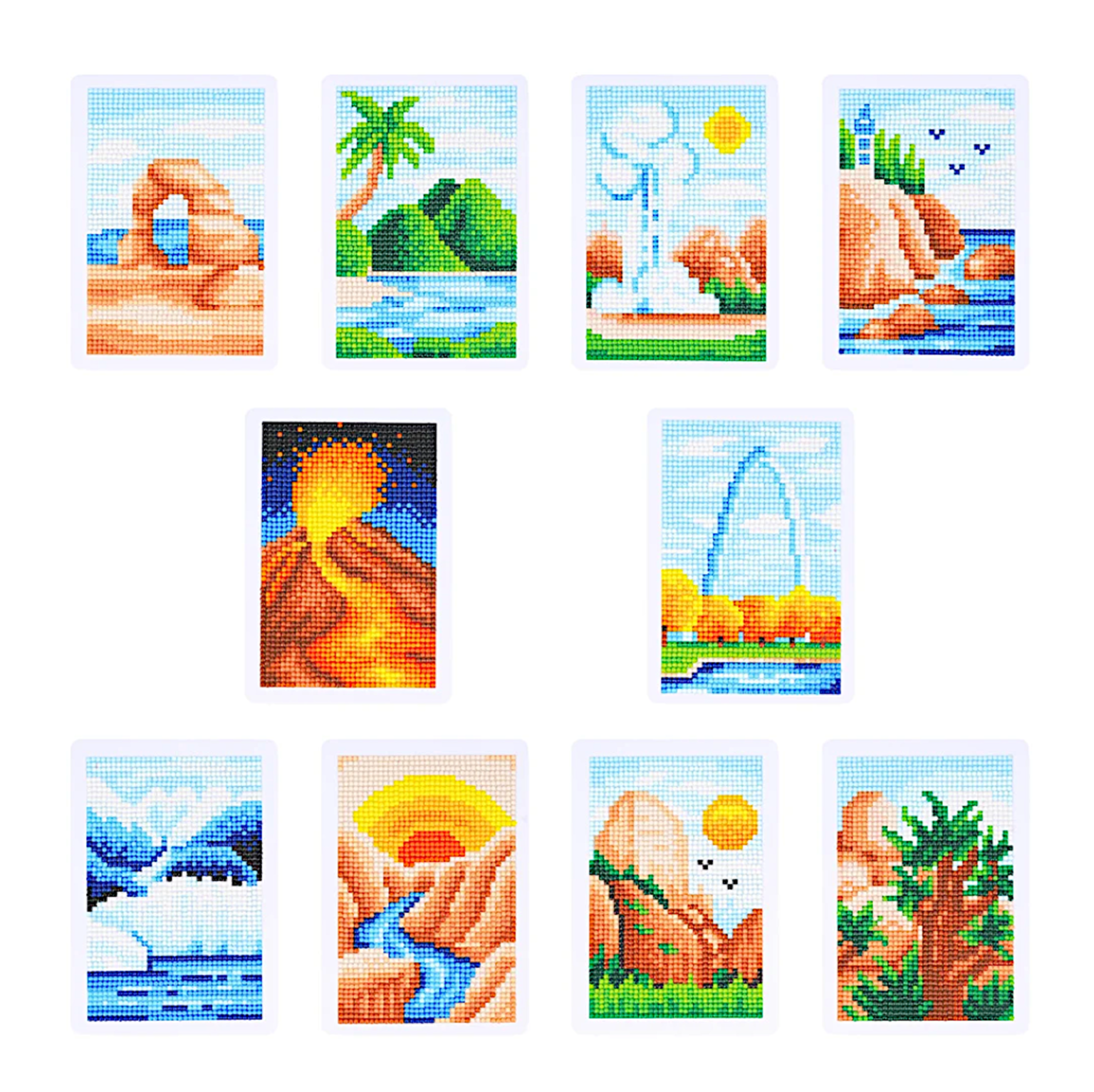 Lot de 10 Mini Diamond Painting – Les merveilles du monde