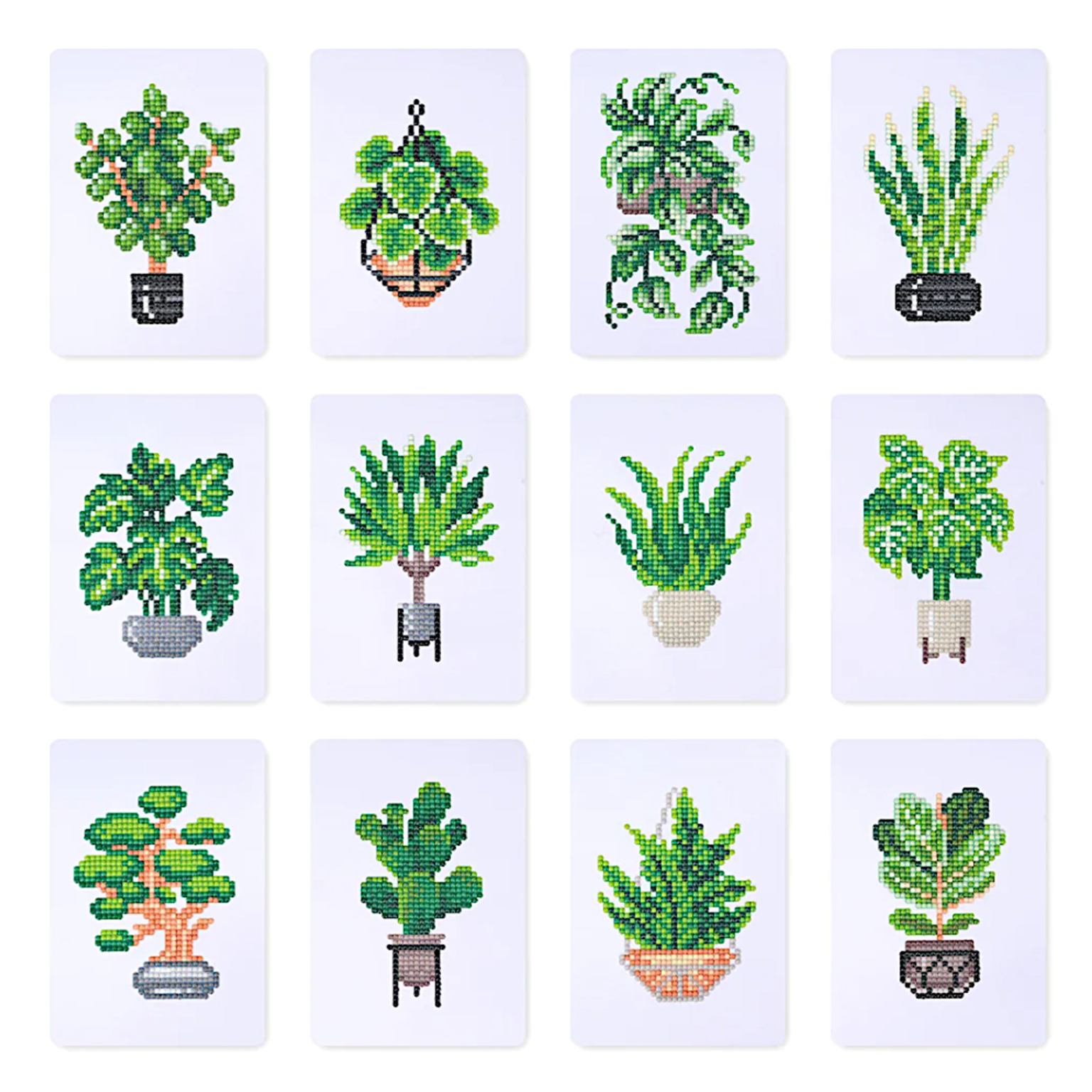 Lot de 12 Mini Diamond Painting – Les plantes d’intérieur