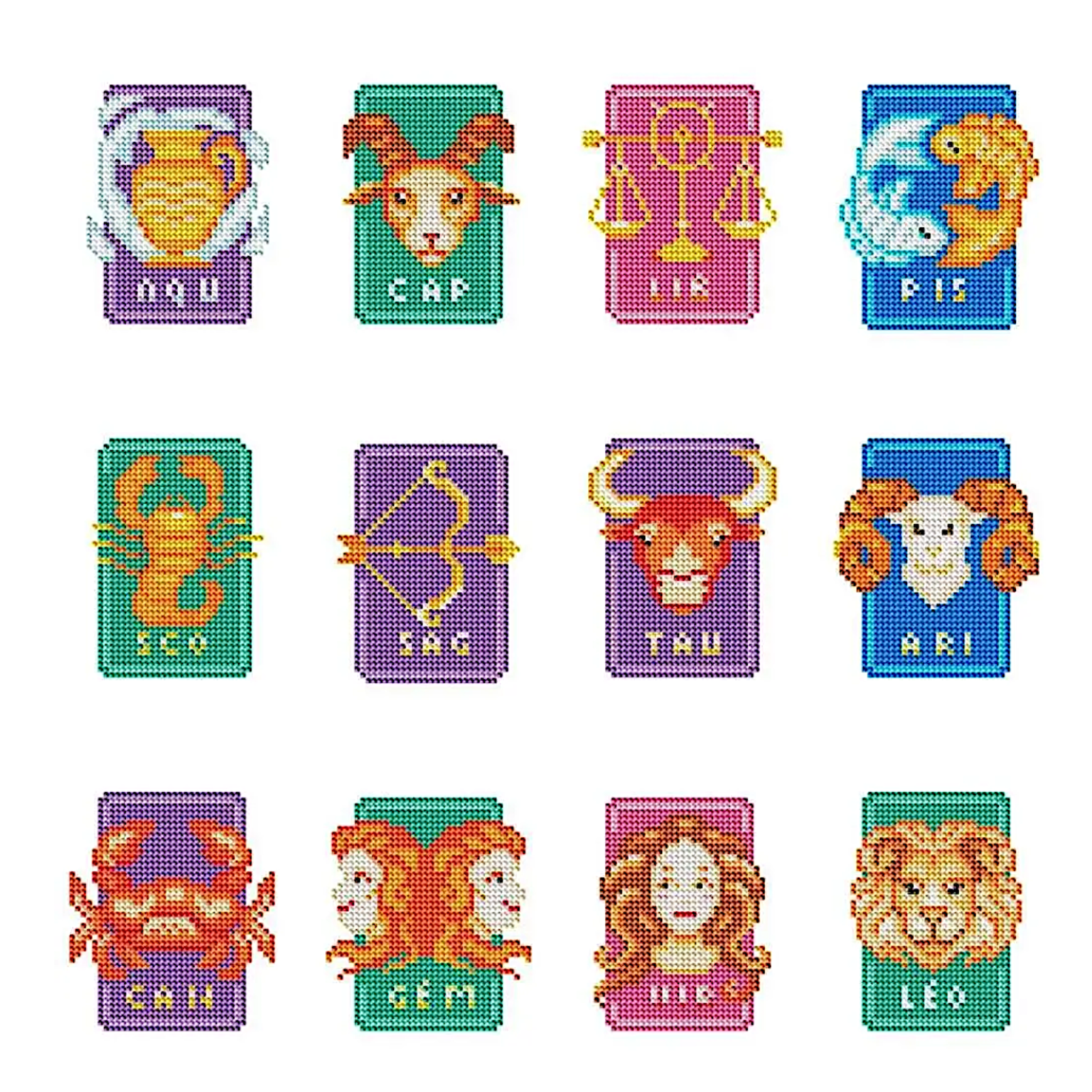 Lot de 12 Mini Diamond Painting – Les signes astrologiques