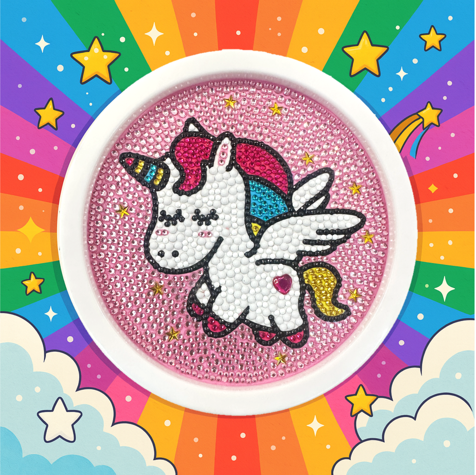 Licorne Magique – Mini Cadre avec Pied Support