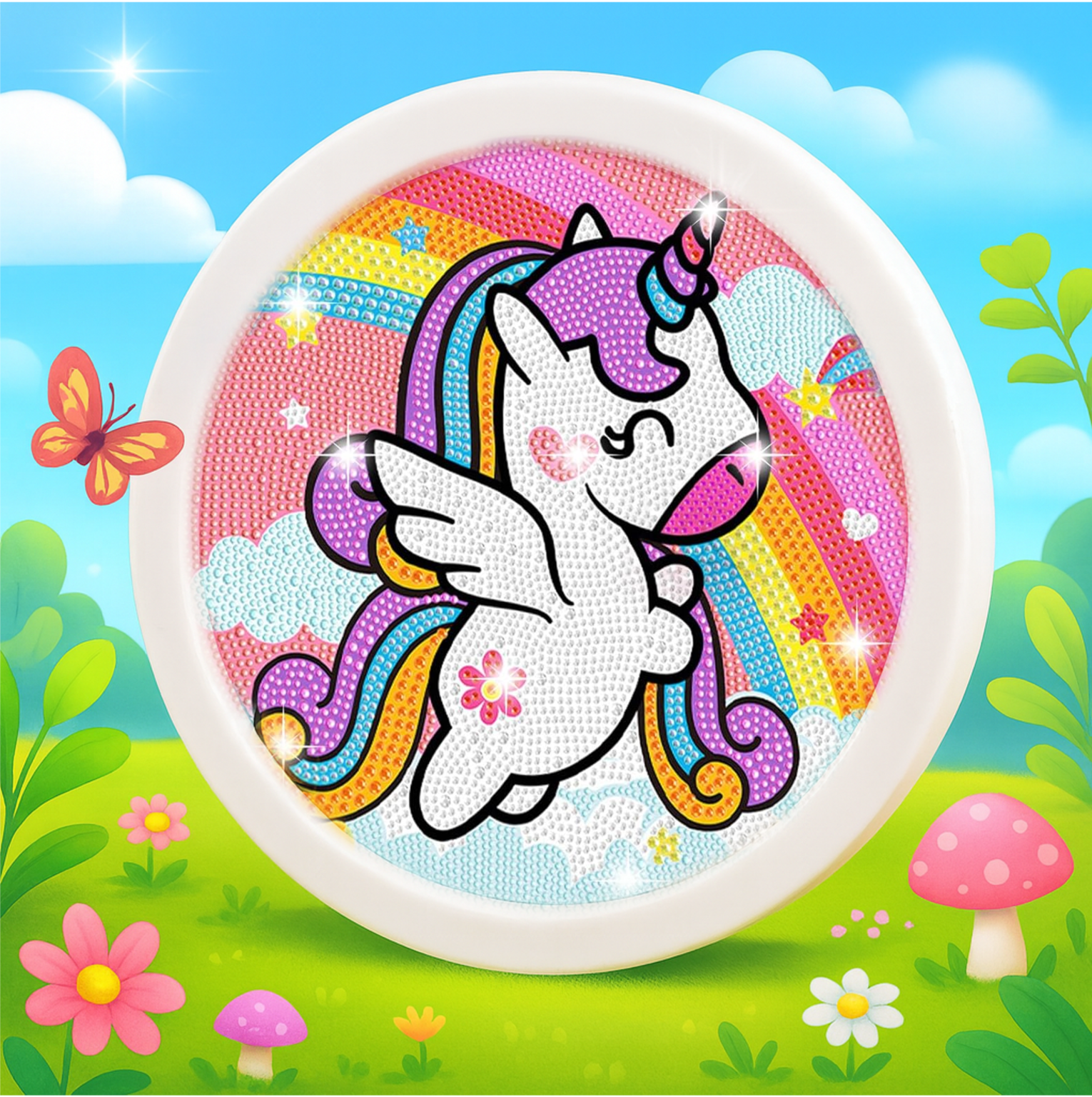 Licorne et Arc-en-Ciel – Mini Cadre avec Pied Support