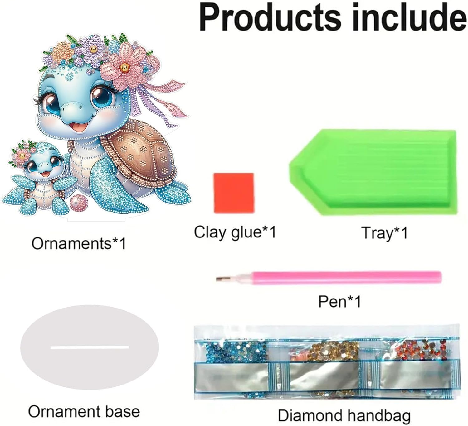 Maman Tortue et son Bébé – Objet Décoratif sur Pied