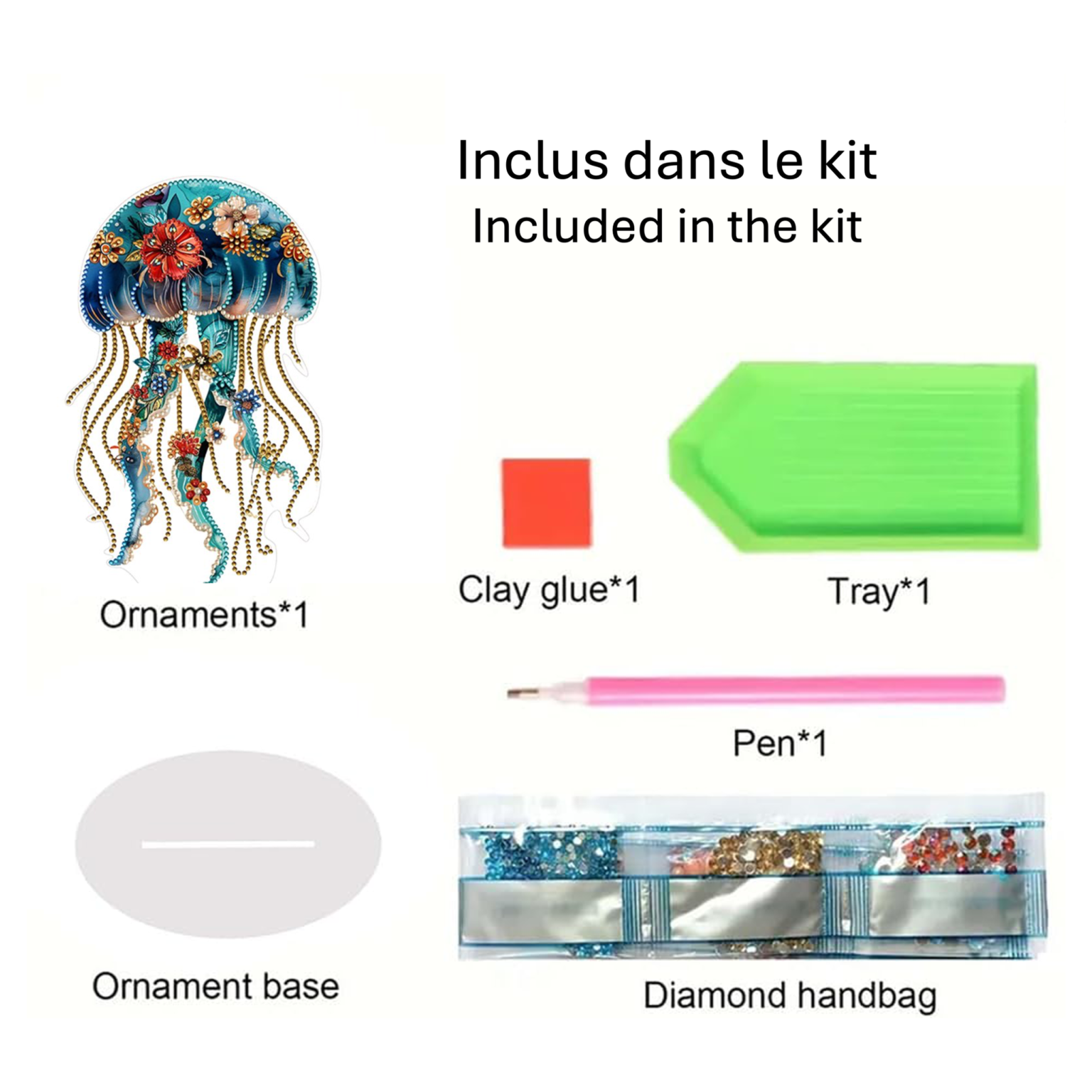Méduse et Fleurs Aquatiques – Objet Décoratif sur Pied