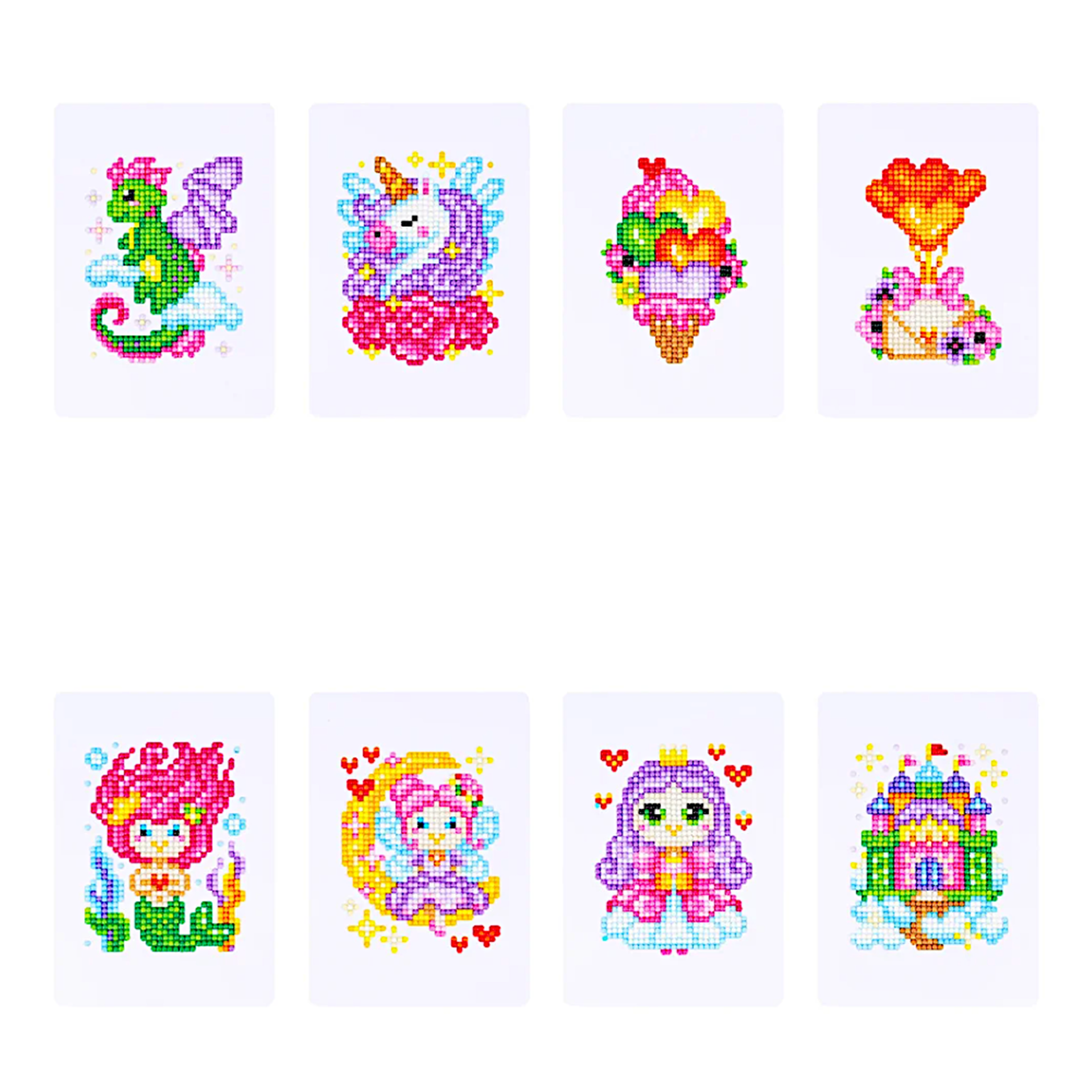Lot de 8 Mini Diamond Painting – Monde féerique et personnages enchantés