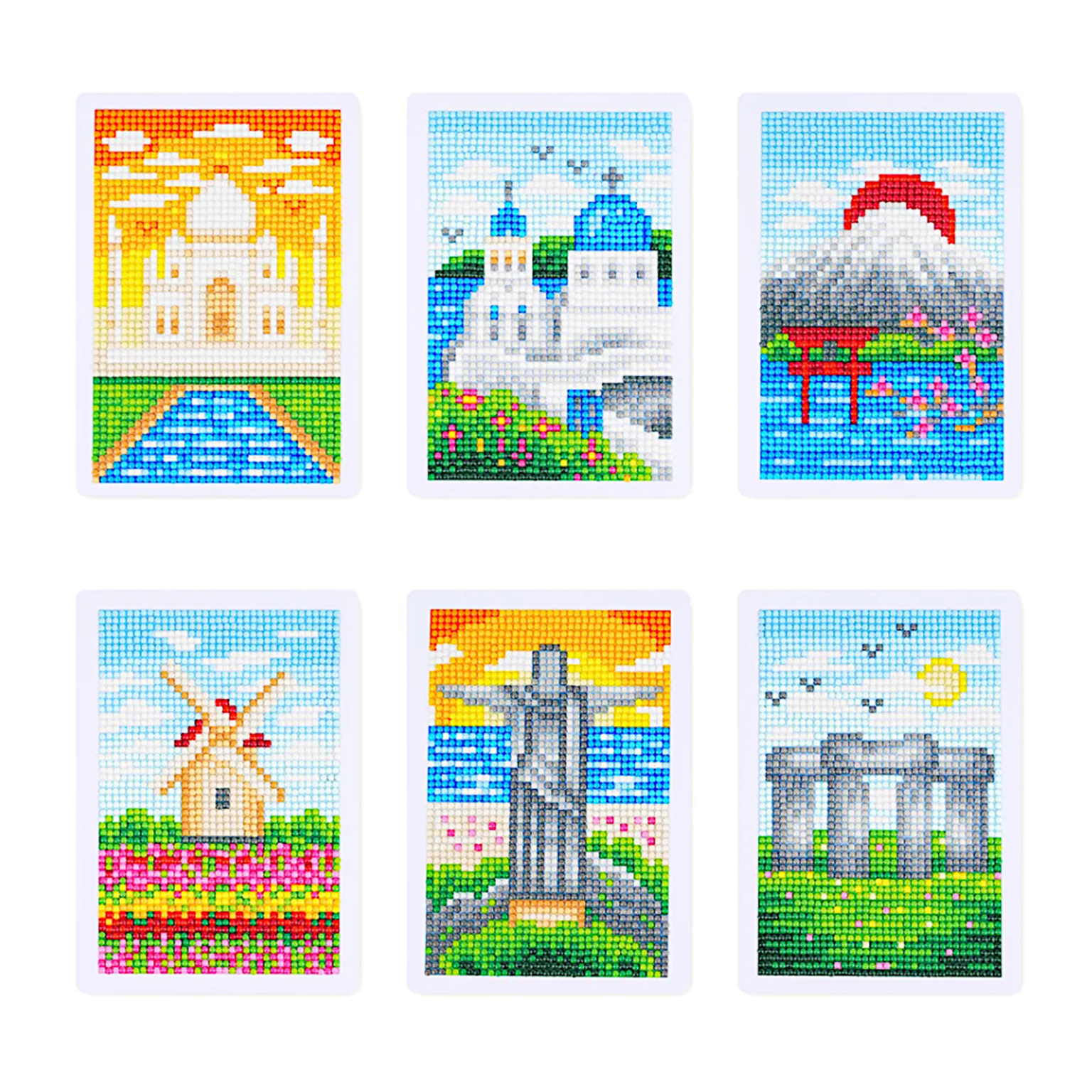 Lot de 6 Mini Diamond Painting – Monuments du monde