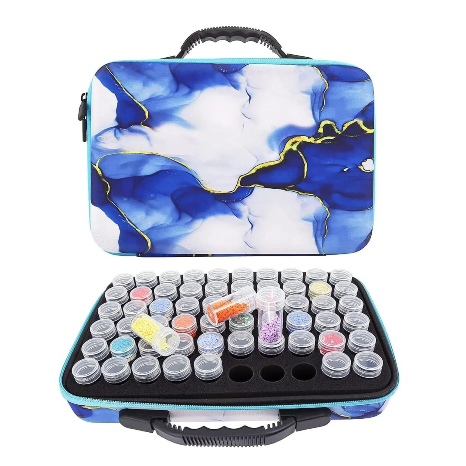 Valise 60 compartiments – Motif Bleu Marbré