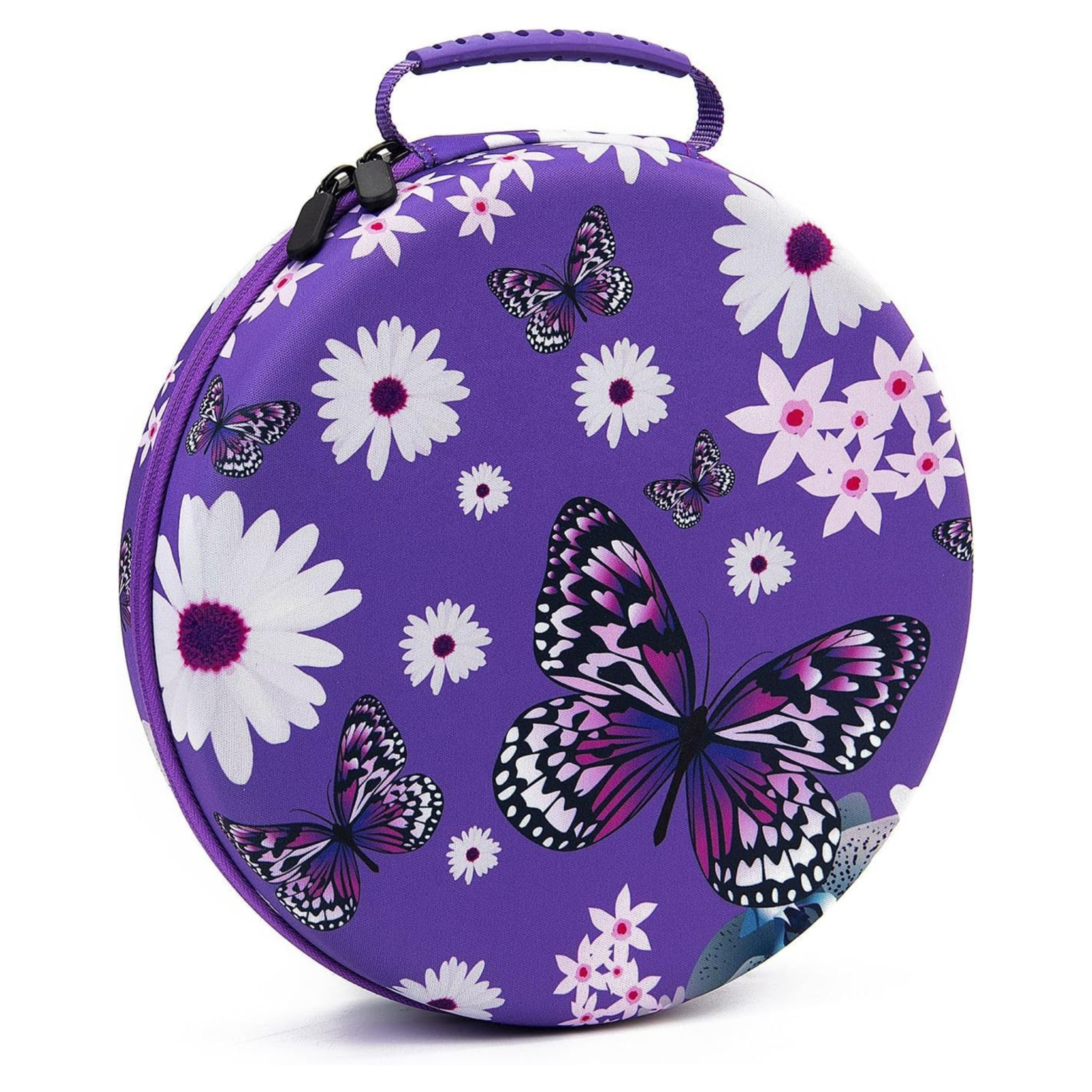 Valise Ronde 60 compartiments – Motif Floral et Papillons violets