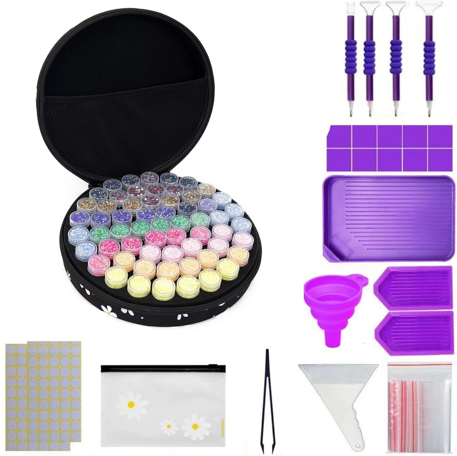 Valise Ronde 60 compartiments – Motif Marguerite