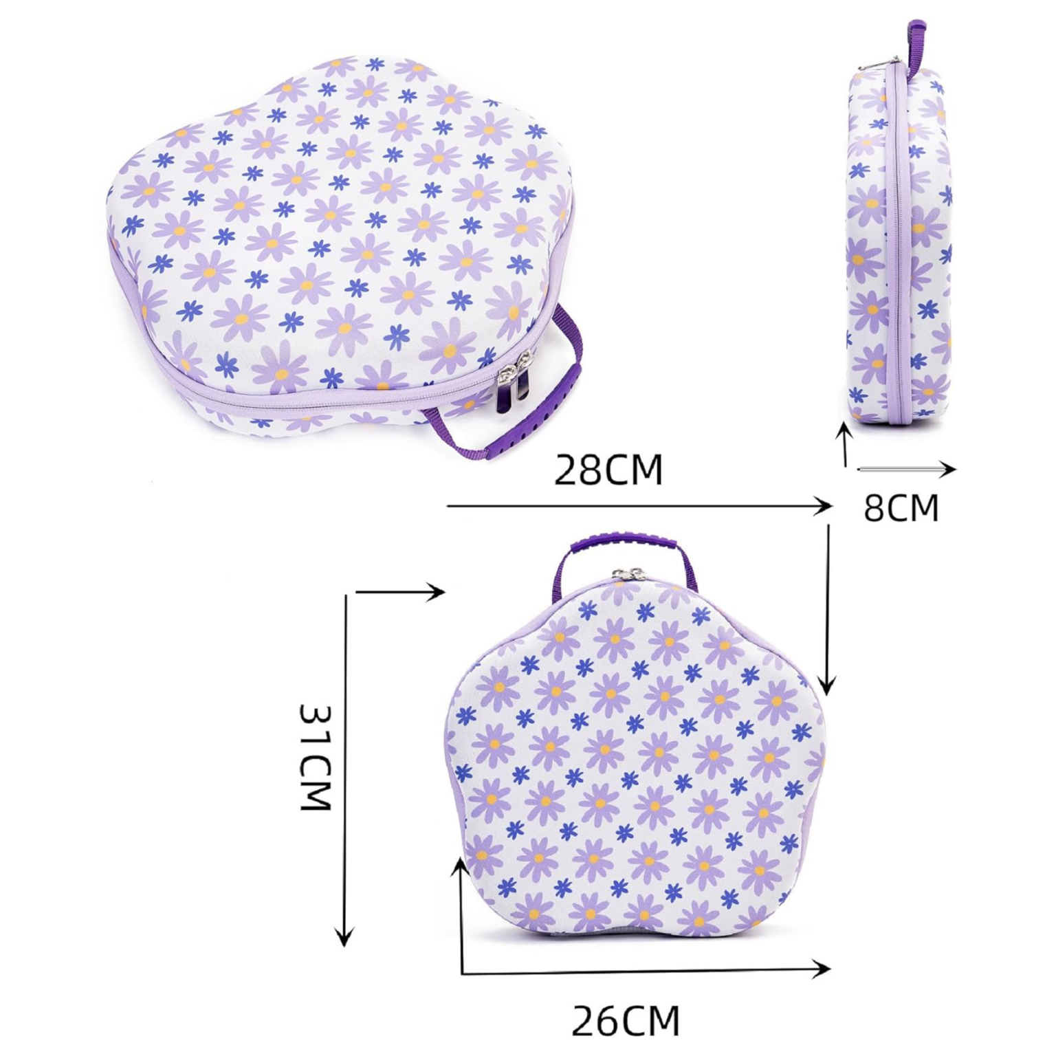 Floral Suitcase with 70 Compartments – Purple Daisy Pattern