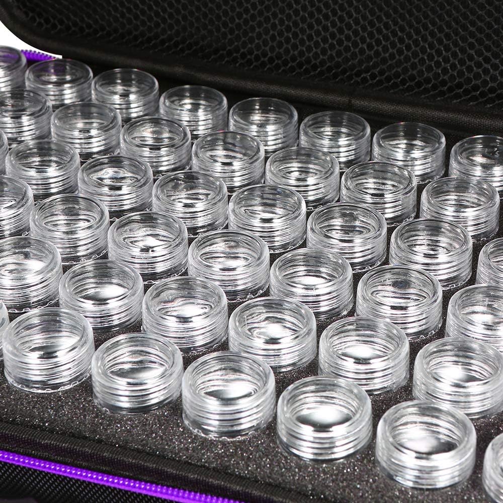 Valise 60 compartiments - Motif Noir et fermeture violette