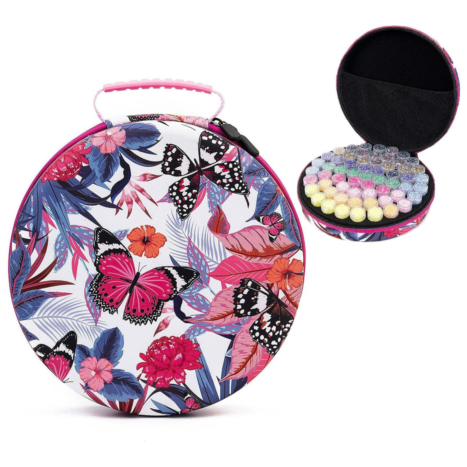 Valise Ronde 60 compartiments – Motif Papillons Tropicaux