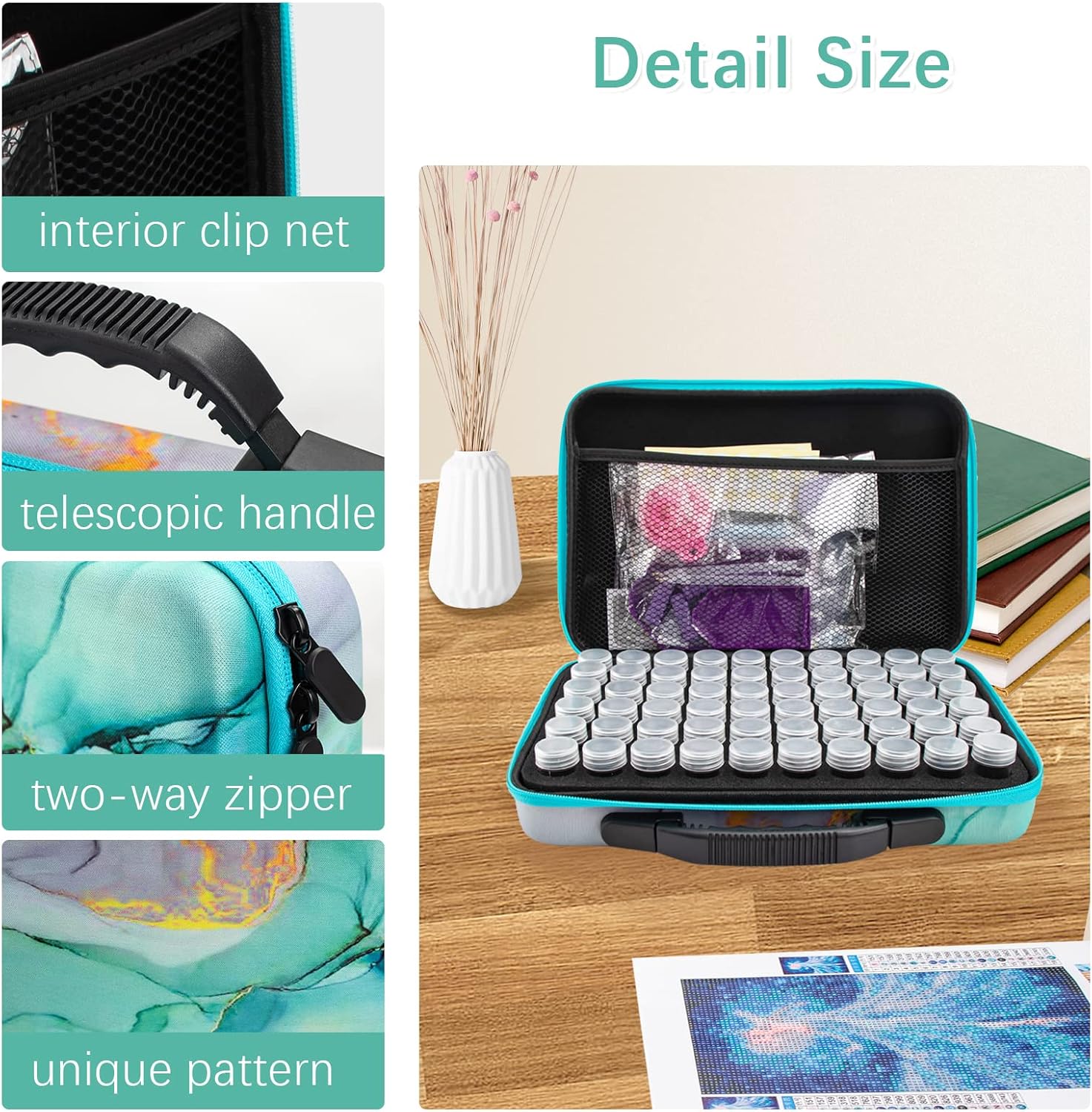 Valise 60 compartiments – Motif Vert Marbré