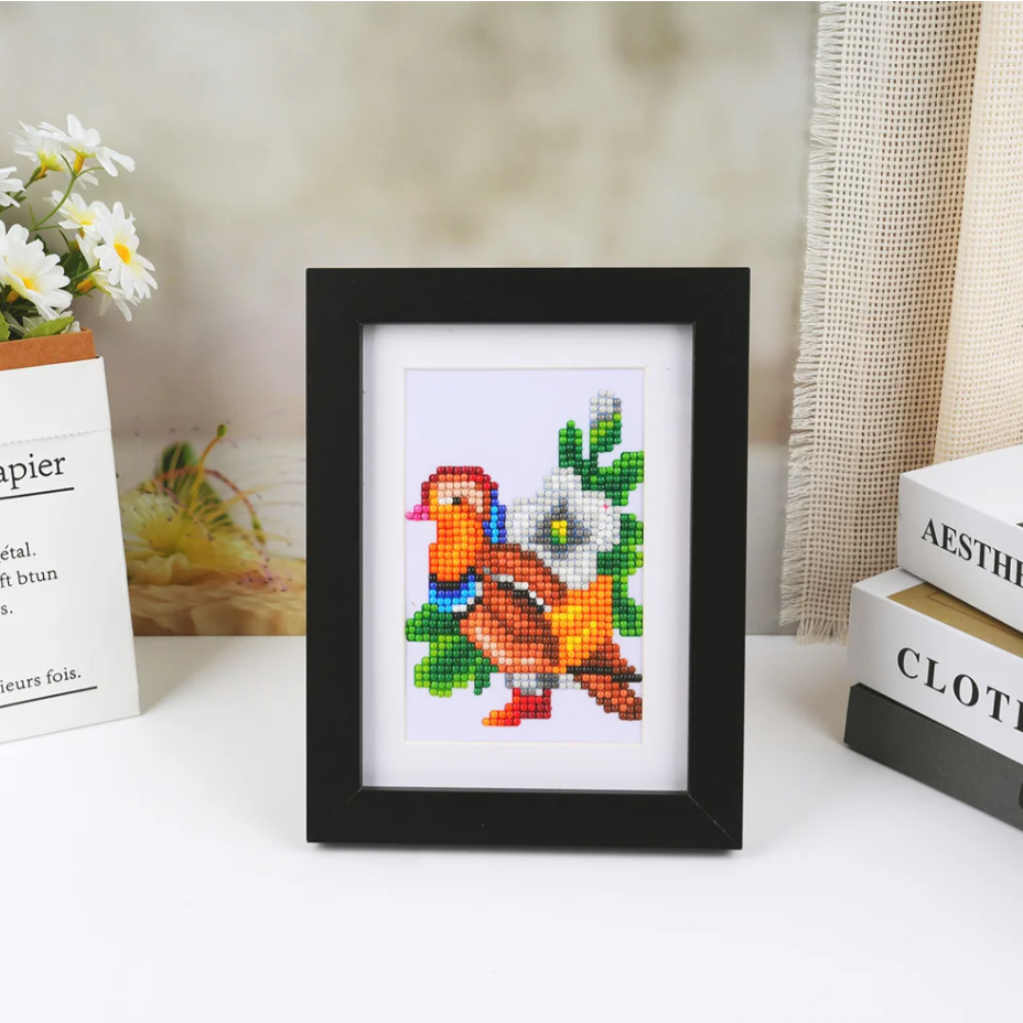 Lot de 8 Mini Diamond Painting - Oiseaux exotiques et fleuris