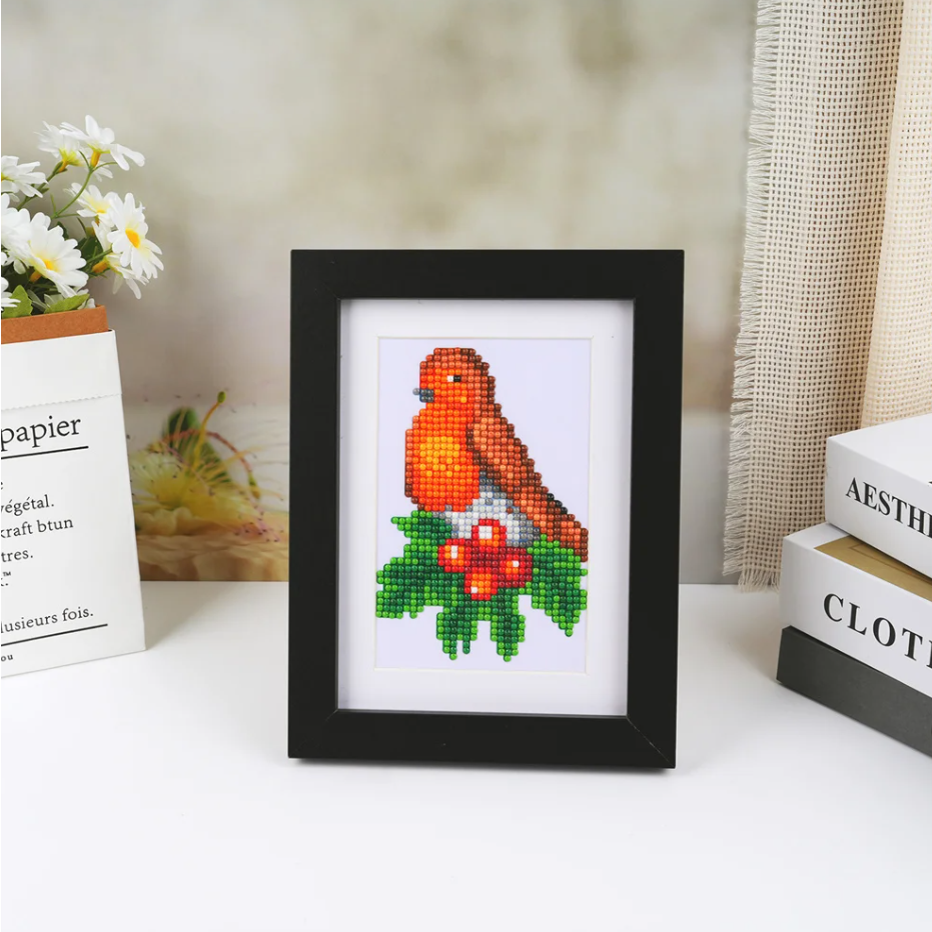 Lot de 8 Mini Diamond Painting - Oiseaux exotiques et fleuris