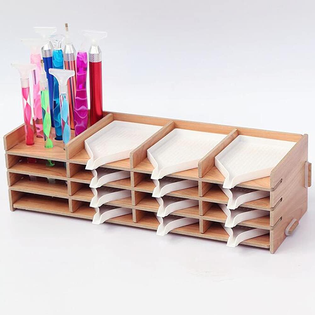 Holz-Organizer für Diamond Painting Tabletts – 6 oder 12 Fächer