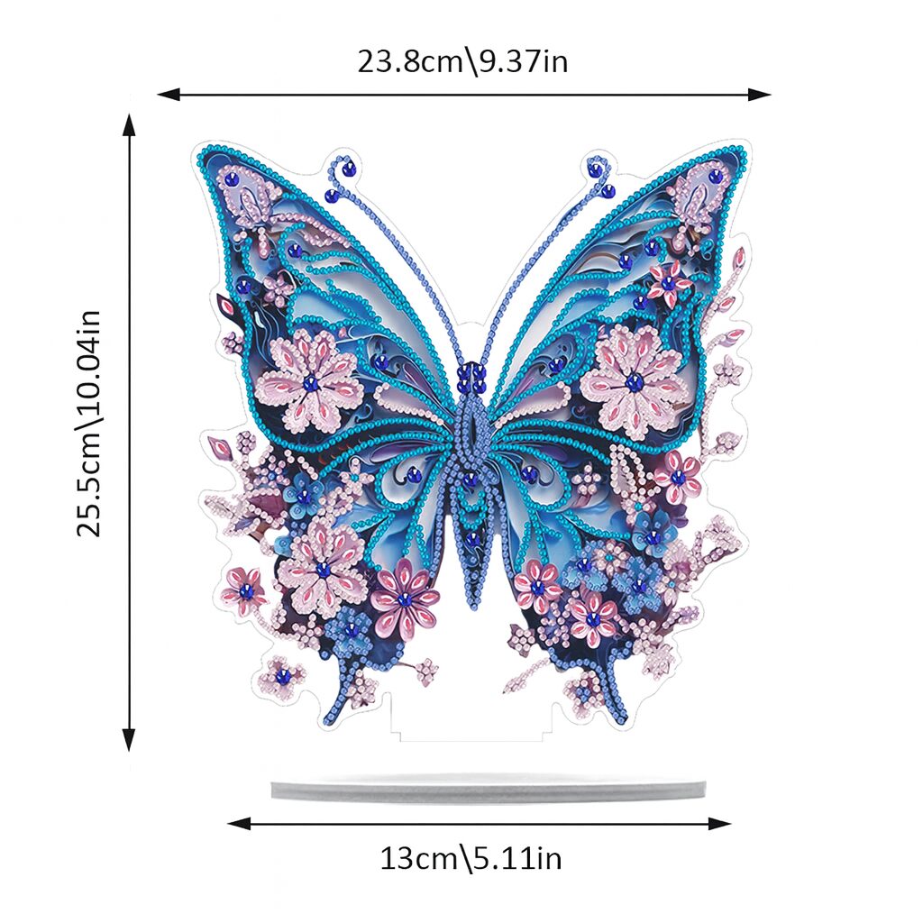 Papillon Bleu Poétique – Objet Décoratif sur Pied
