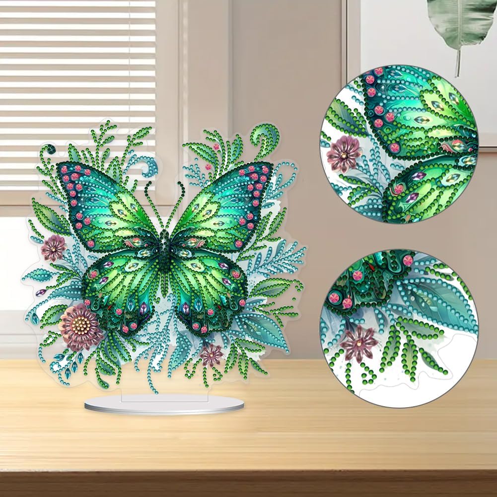 Papillon Émeraude – Objet Décoratif sur Pied