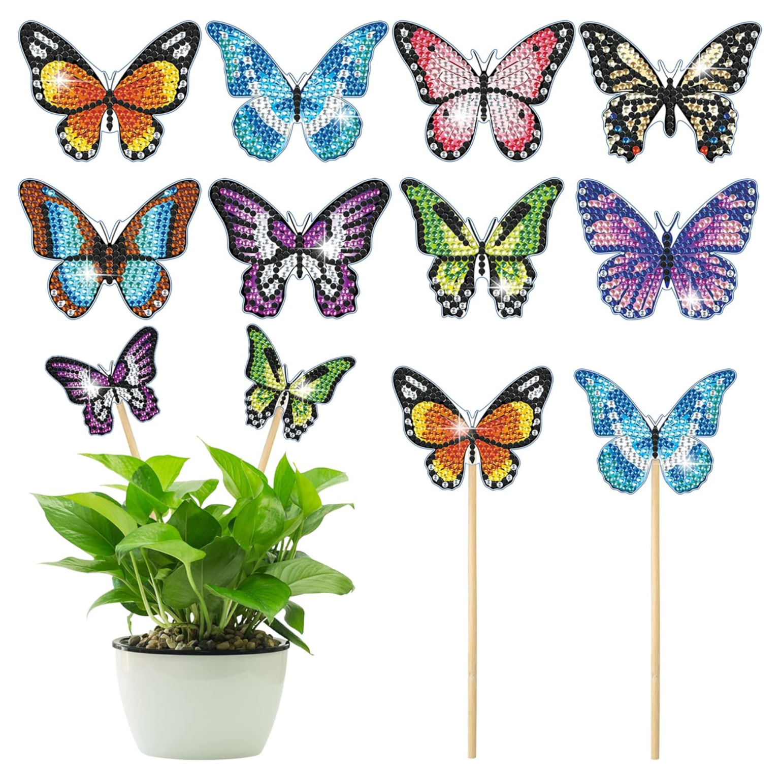 Papillons Étincelants - Décoration pour Plantes