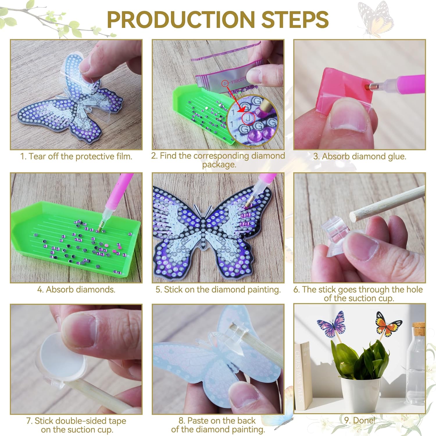 Papillons Étincelants - Décoration pour Plantes