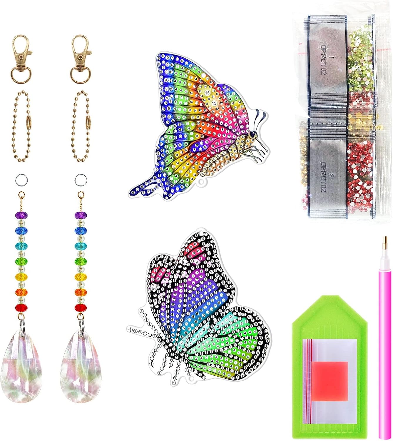 Lot de 2 Attrape-Soleil Papillons Arc-en-Ciel