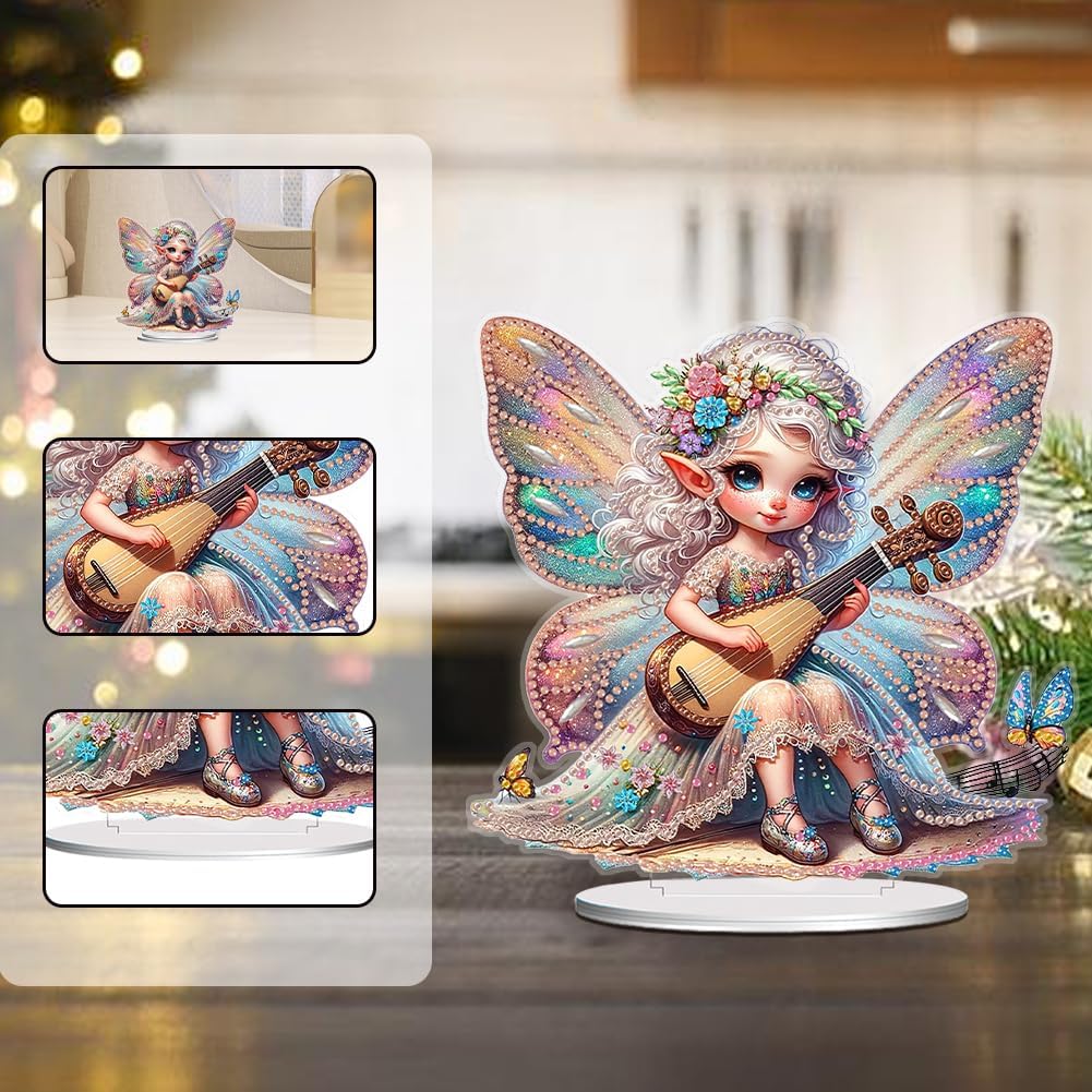 Petite fée à la Luth – Objet Décoratif sur Pied