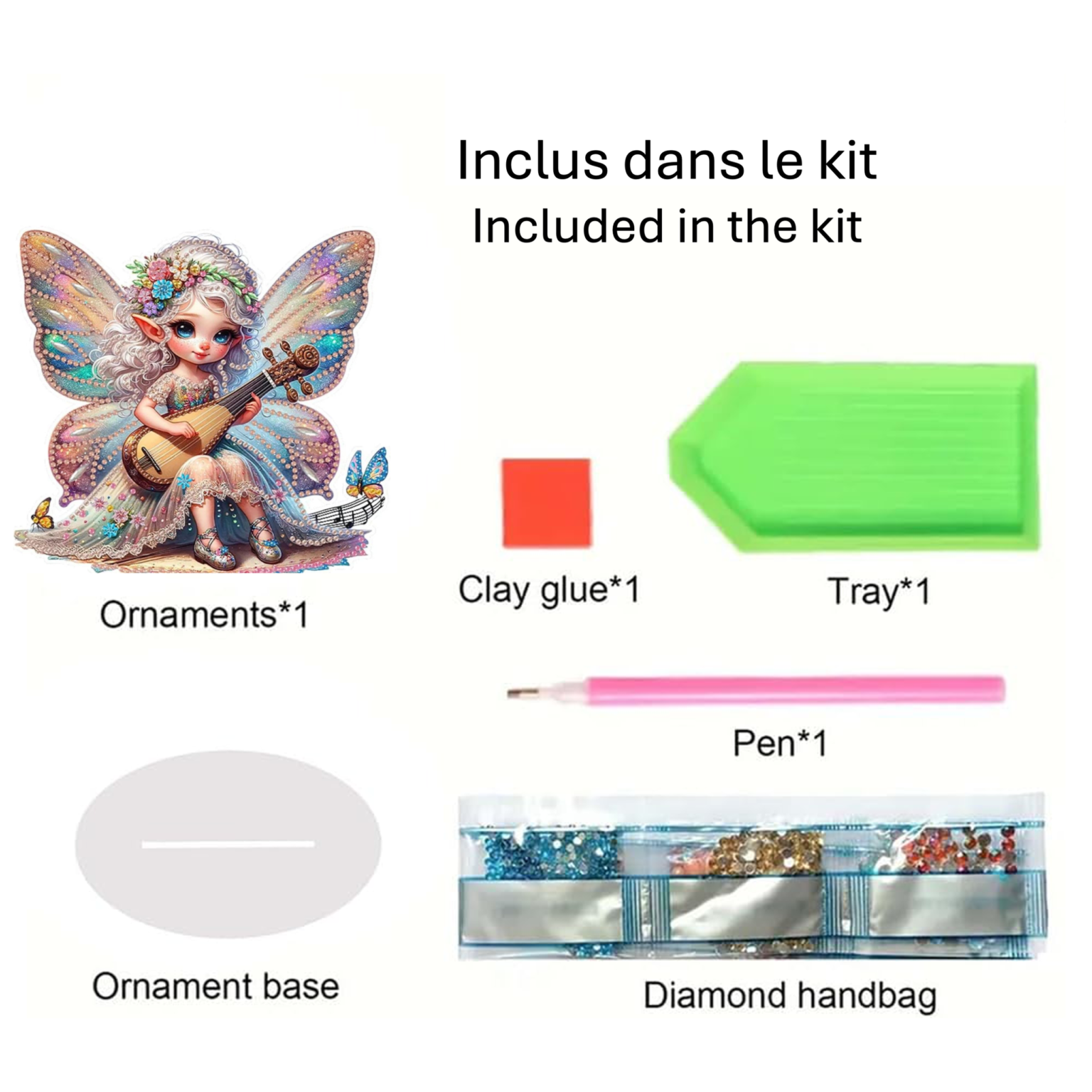 Petite fée à la Luth – Objet Décoratif sur Pied
