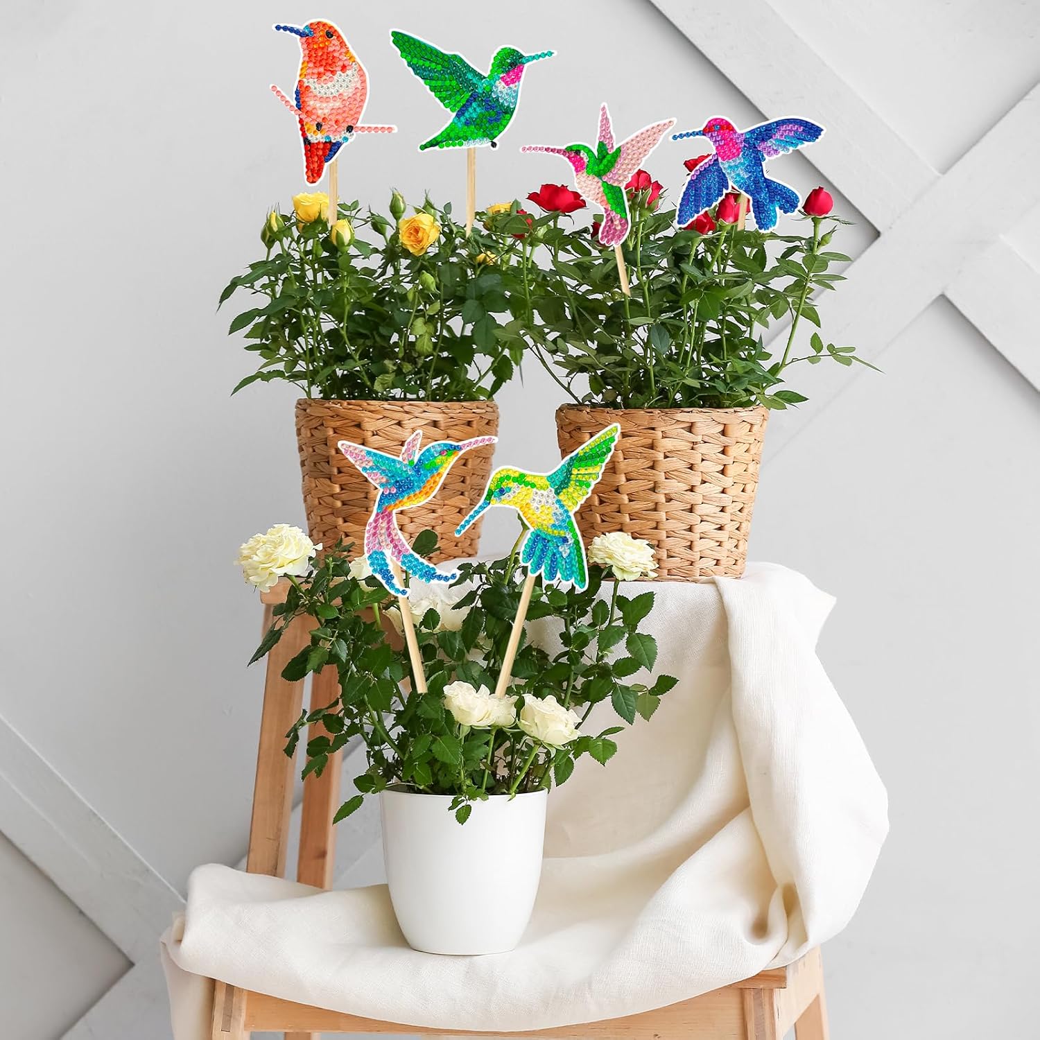 Set de 10 Colibris Multicolores – Ornements pour Plantes