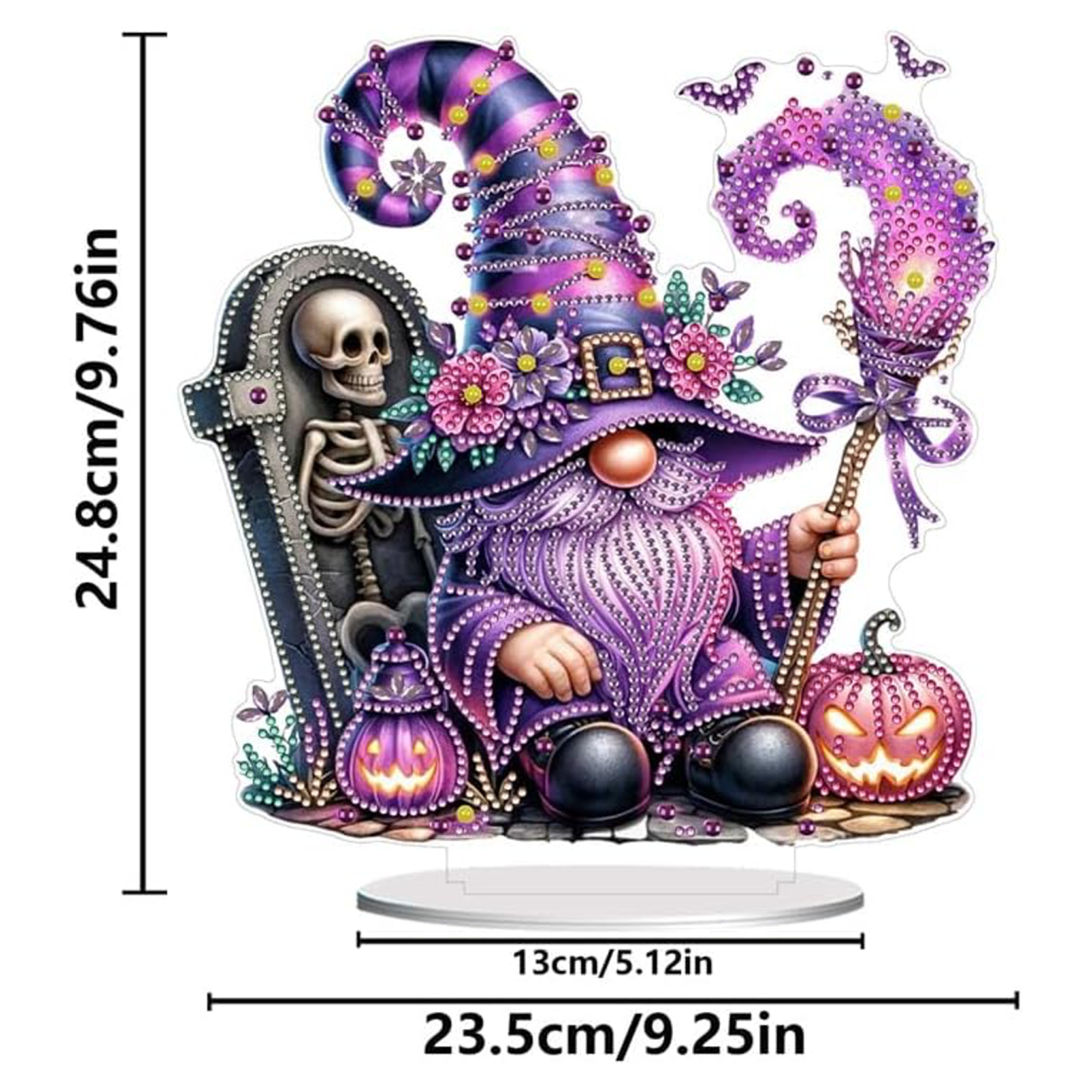 Sorcier Violet et Citrouilles Lumineuses – Objet Décoratif sur Pied