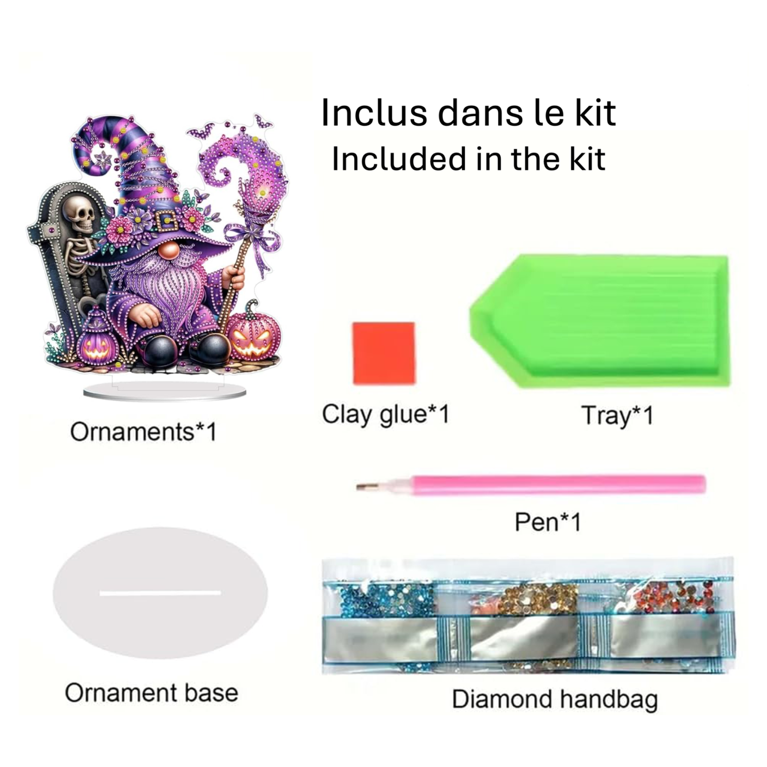Sorcier Violet et Citrouilles Lumineuses – Objet Décoratif sur Pied