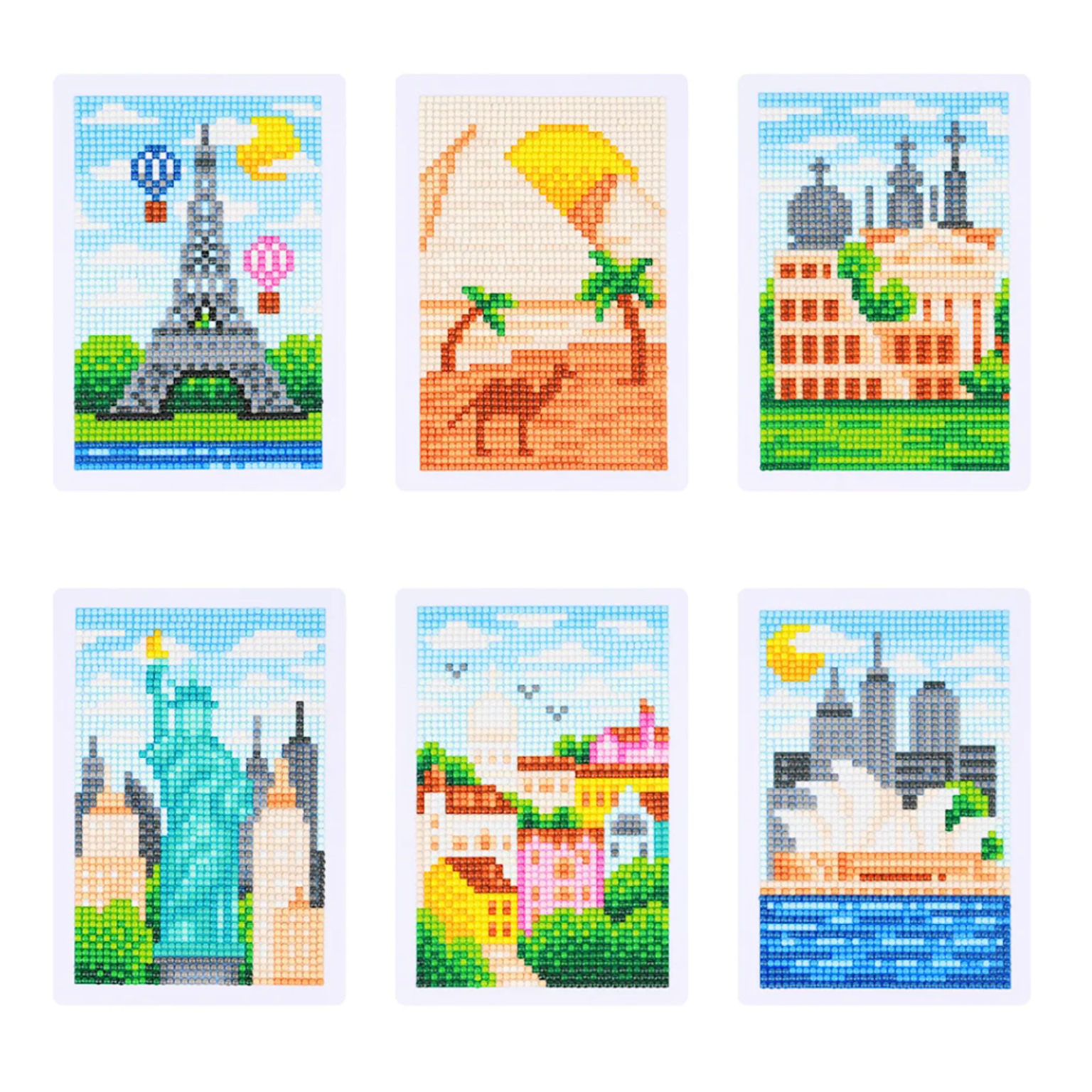 Lot de 6 Mini Diamond Painting – Tour du Monde en Mini Toiles